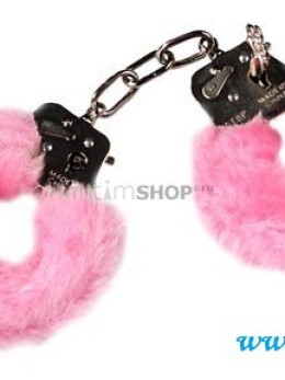 Розовые элегантные наручники Love Cuffs Pink Plush от интим шопа