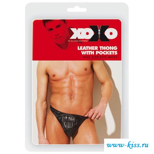 Обольстительные кожаные мужские трусы с кармашком от интишопа