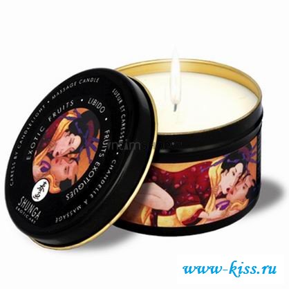 Расслабление от интим шопа с помощью массажной свечой Shunga Экзотические фрукты,200 мл