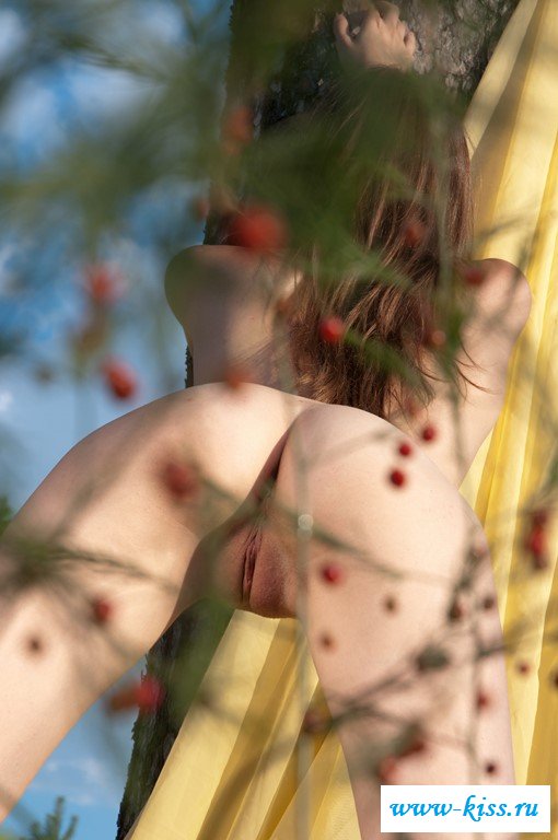 Очаровашка раздевается в лесу