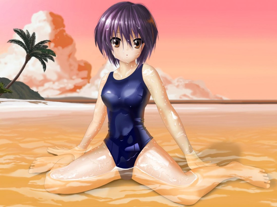 В прозрачном белье пловчиха