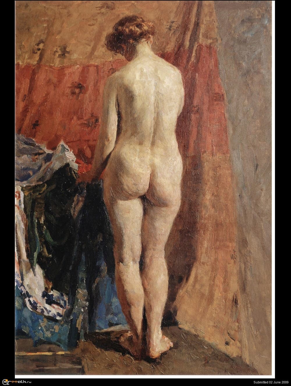 Голые женщины позируют художнику