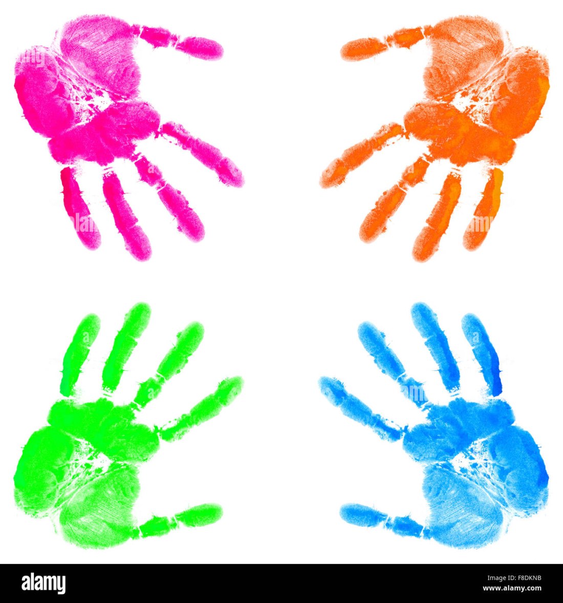 Цветные Отпечатки рук на черном фоне