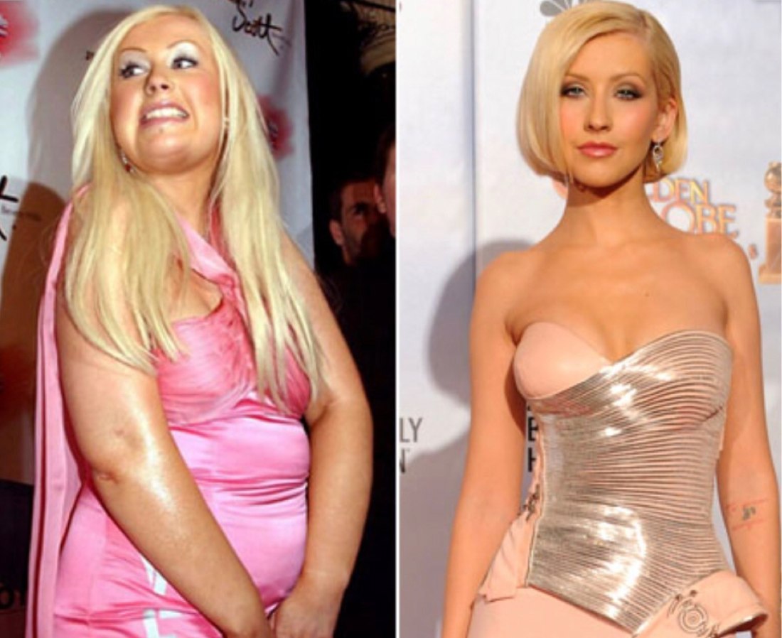 Кристина Агилера до похудения