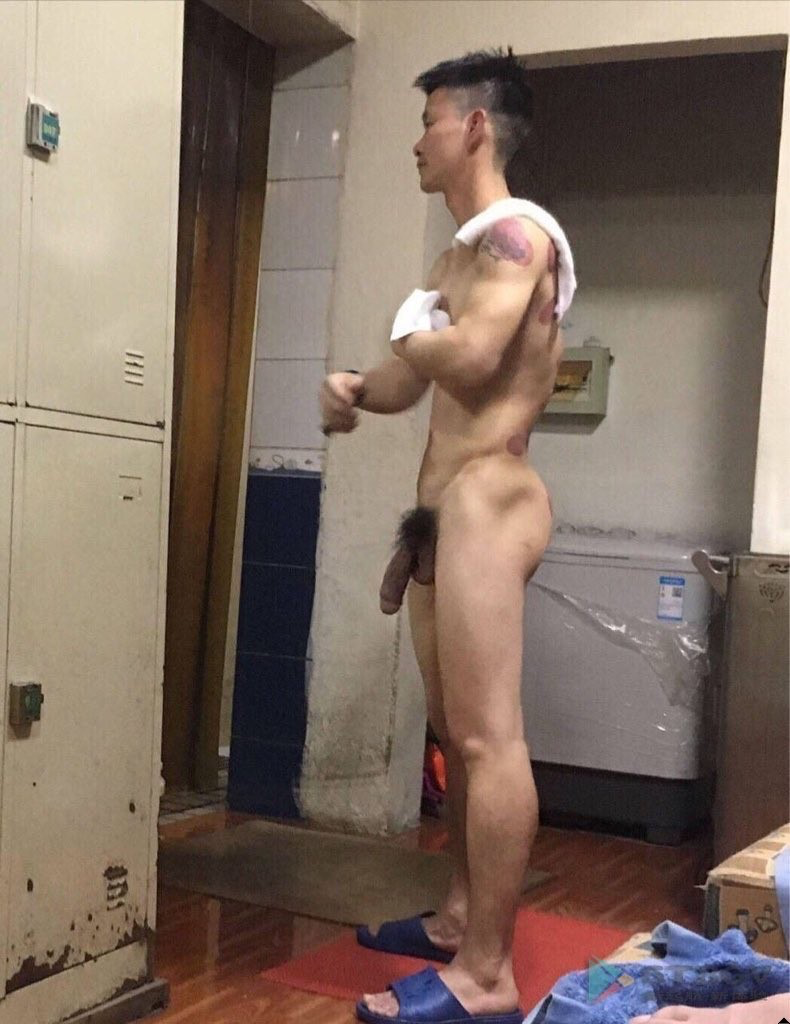 Asian naked locker room