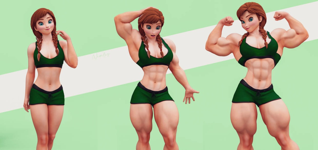 Эльза и Анна мускулы