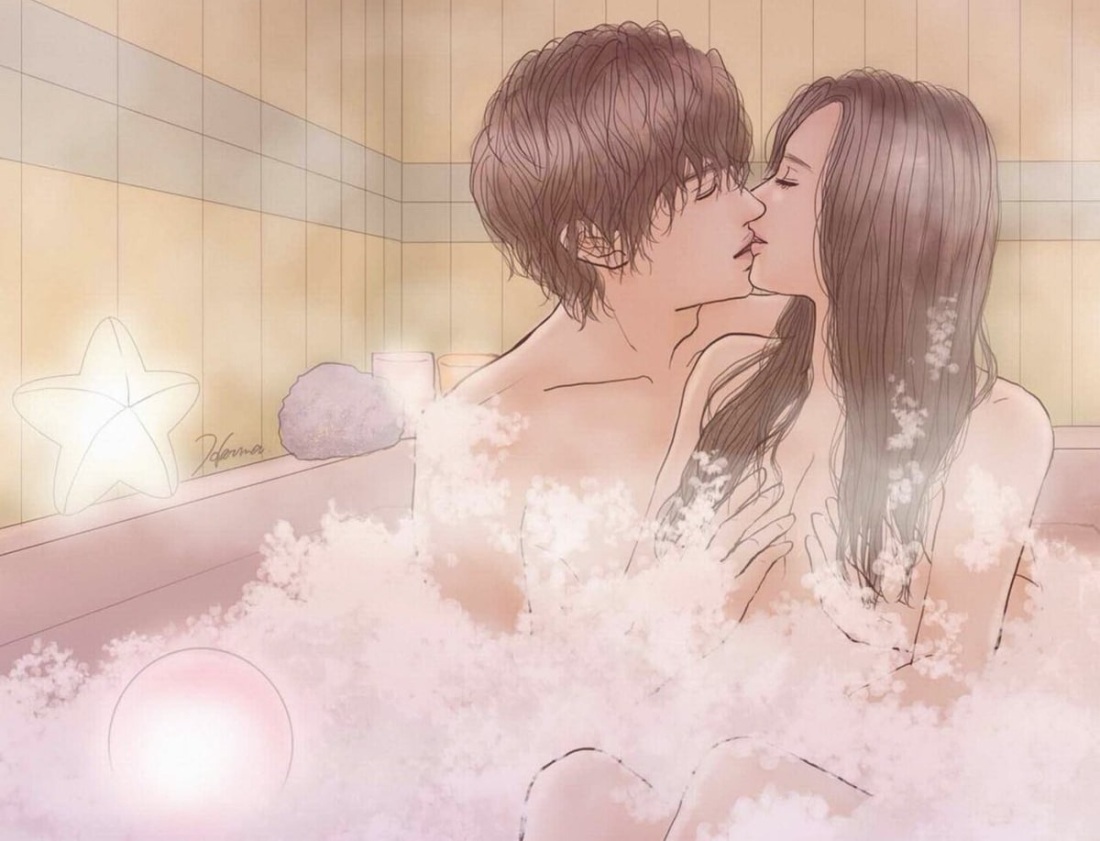 Аниме пара в ванне