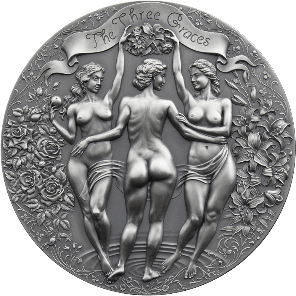 2000 Франков Камерун 2020. Три грации. Серебро-2 oz