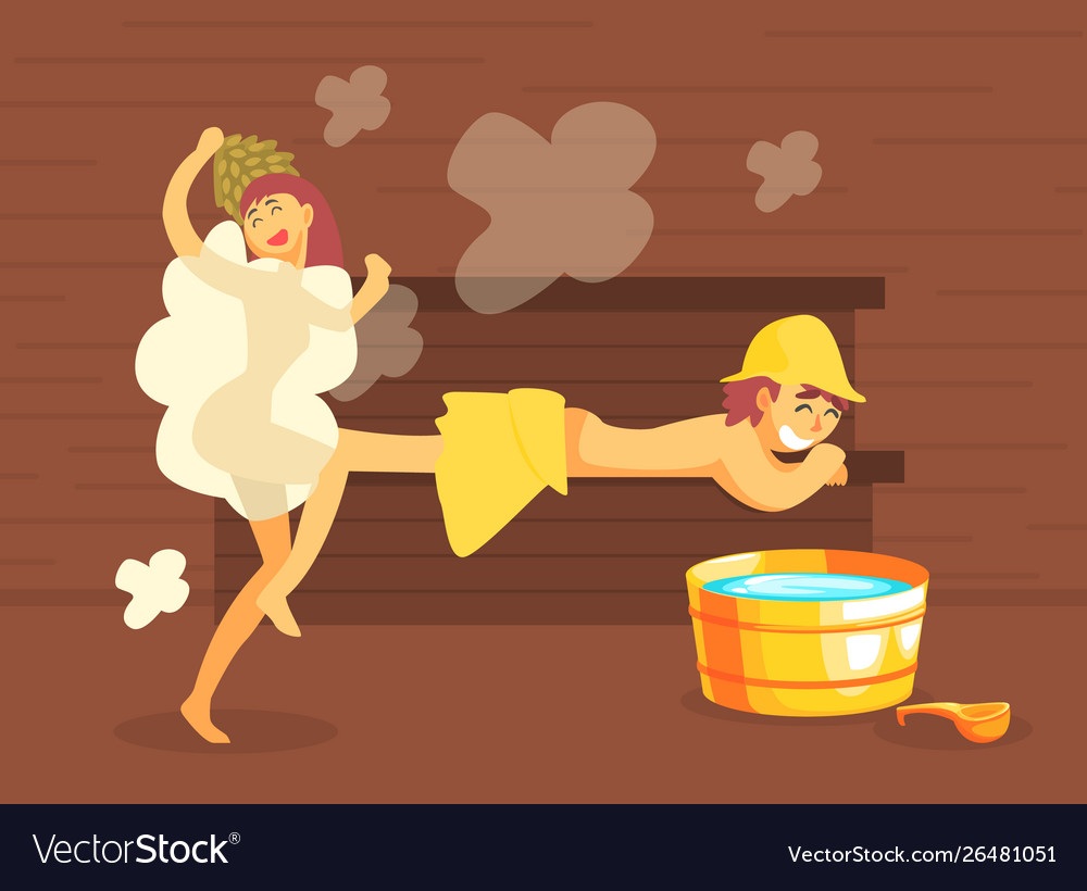 Пар в бане вектор