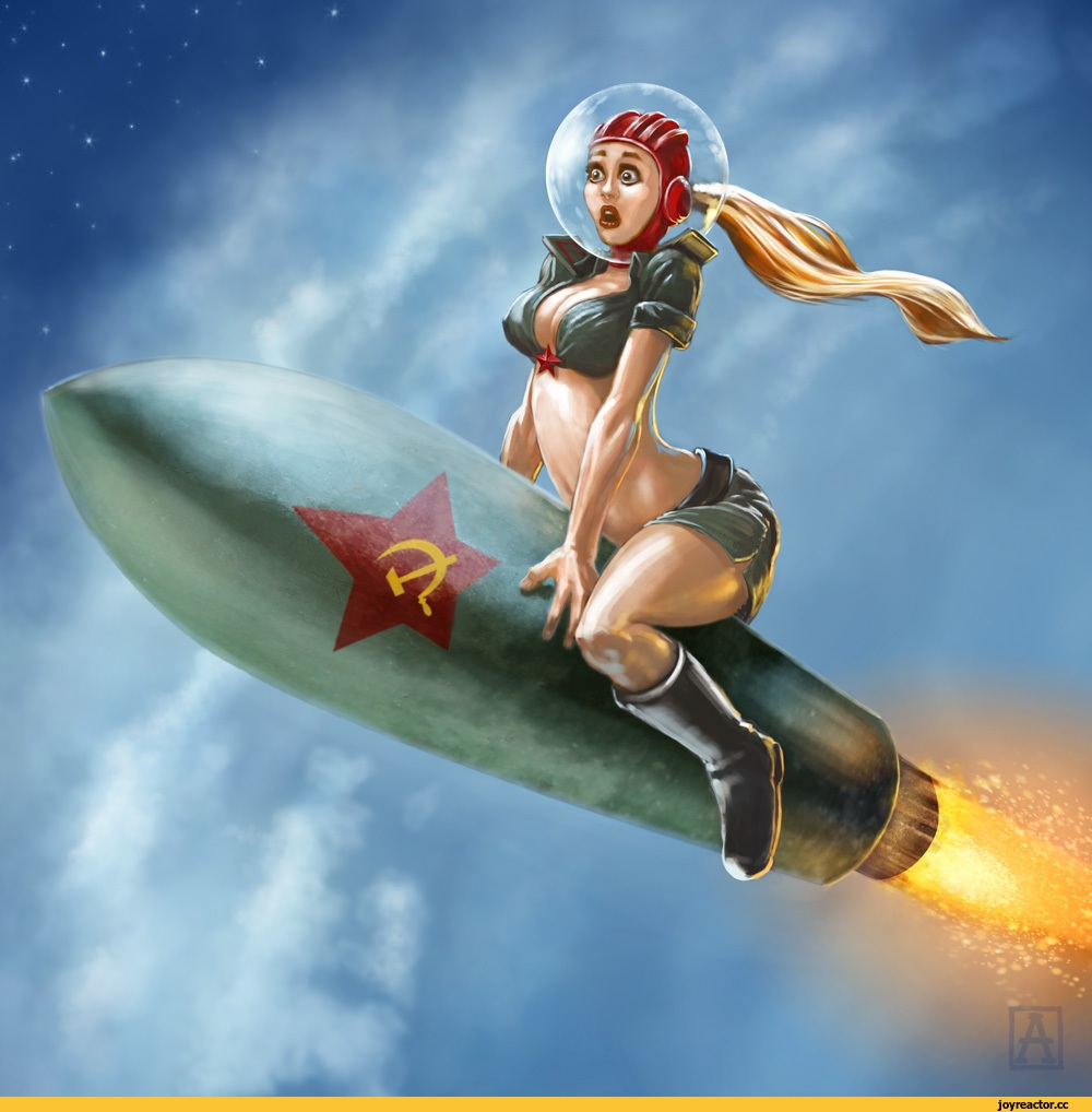Девушка на ракете арт