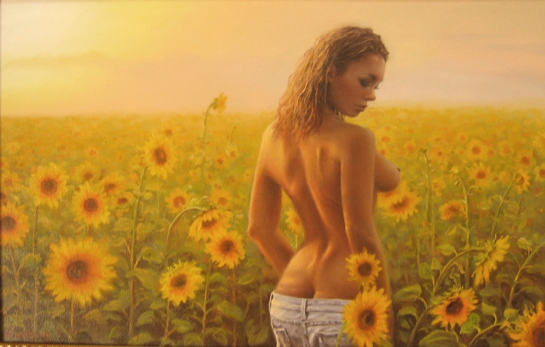 Женщина с подсолнухами фото ню