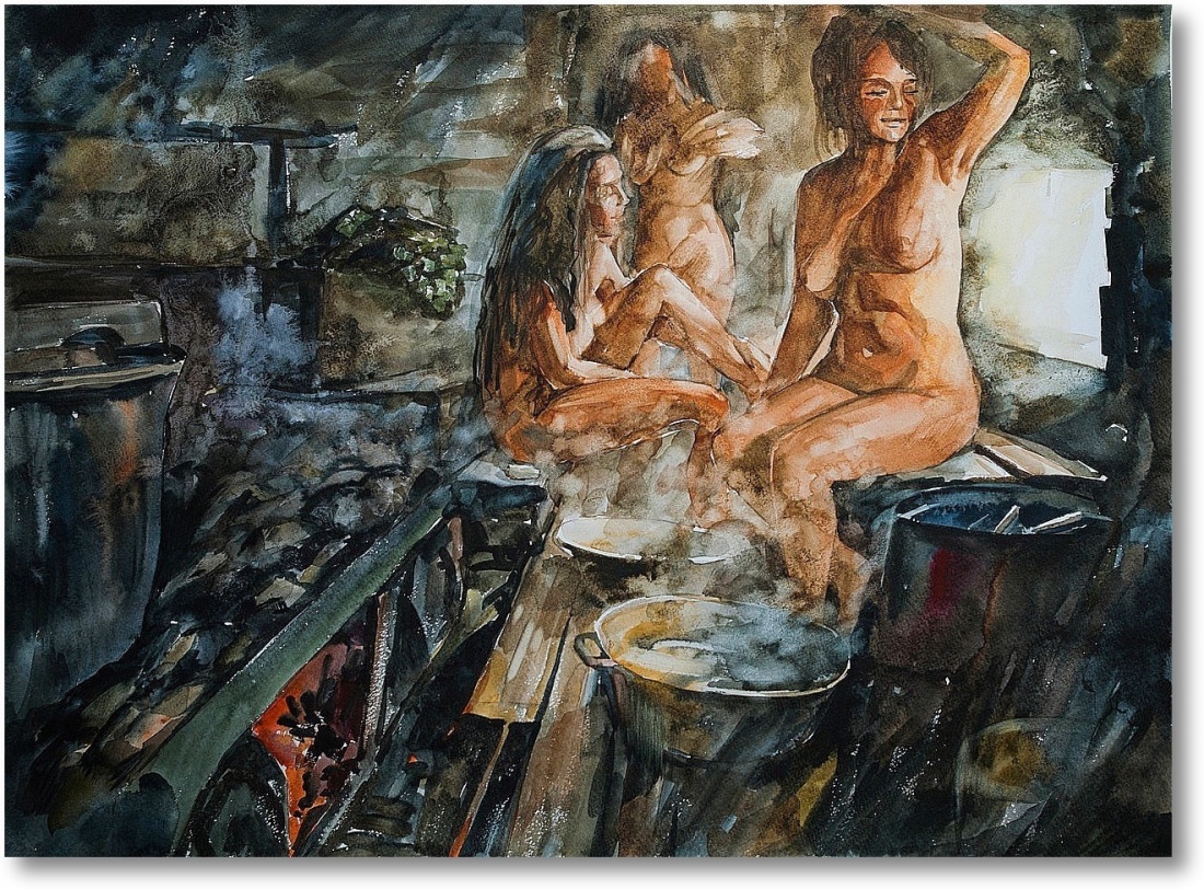 Деревенские девки в бане