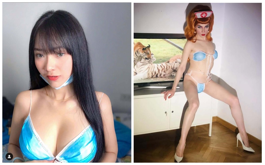 Купальник из масок медицинских