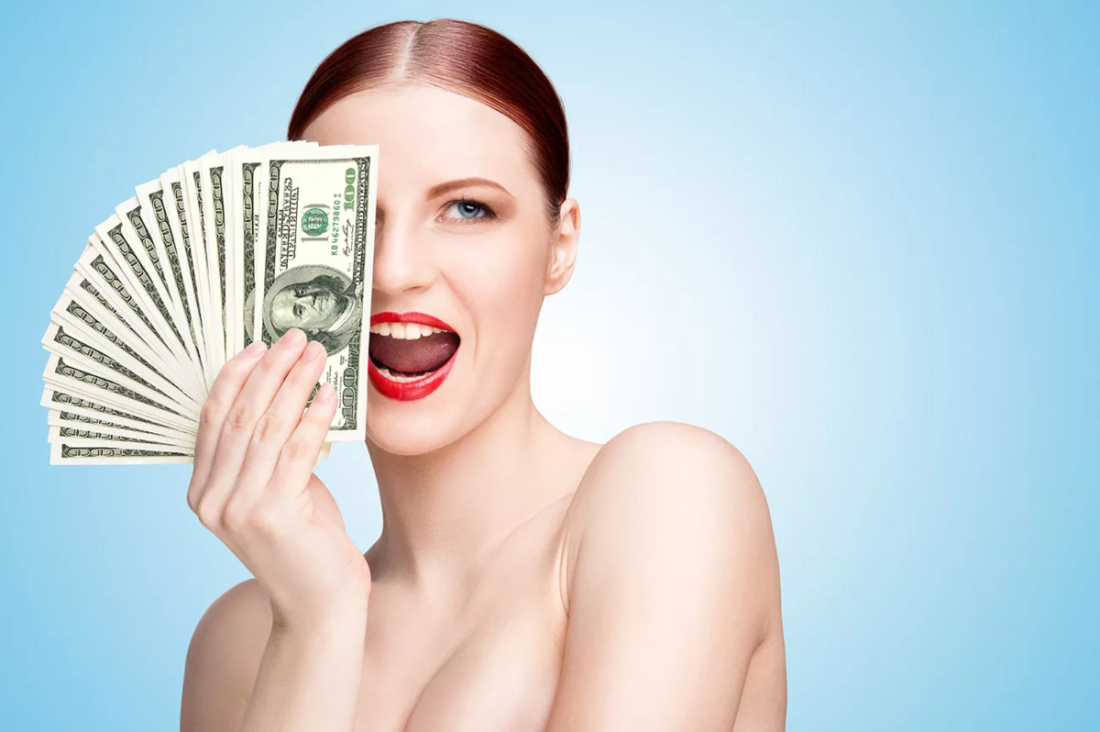 Девушка с деньгами Сток