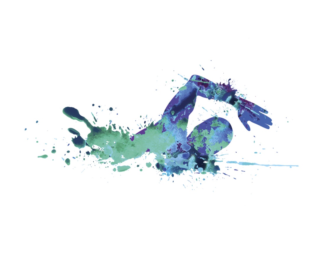 Пловец акварель