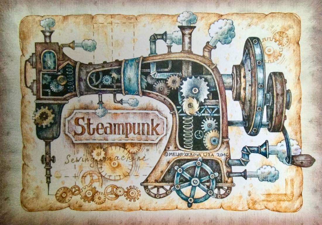 Девушка за швейной машинкой со спины