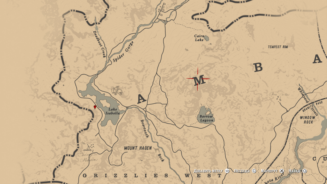 Озеро Изабелла rdr 2 на карте