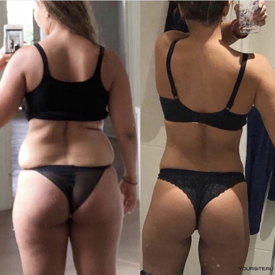 Ягодицы до и после тренировок