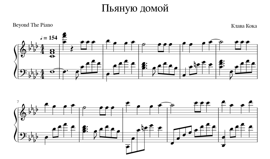 Клава Кока Ноты для фортепиано