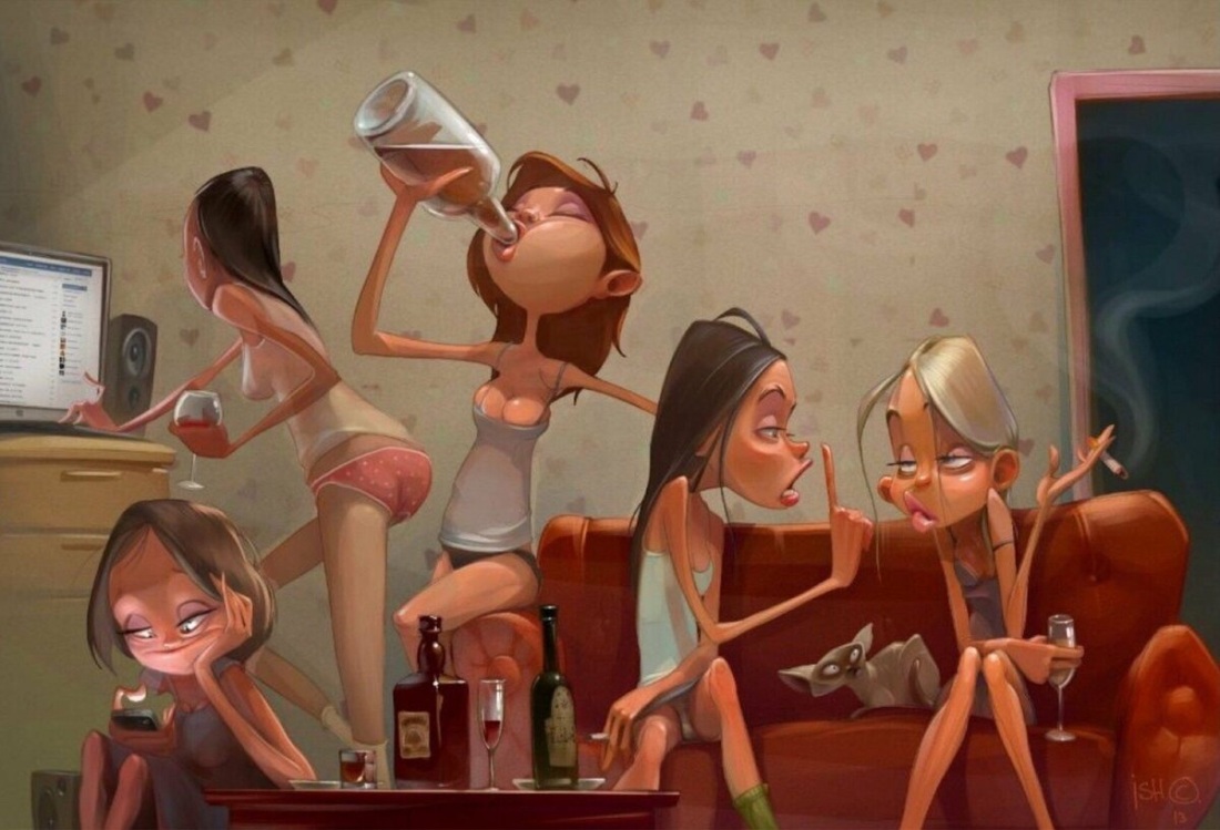 Подружки карикатура