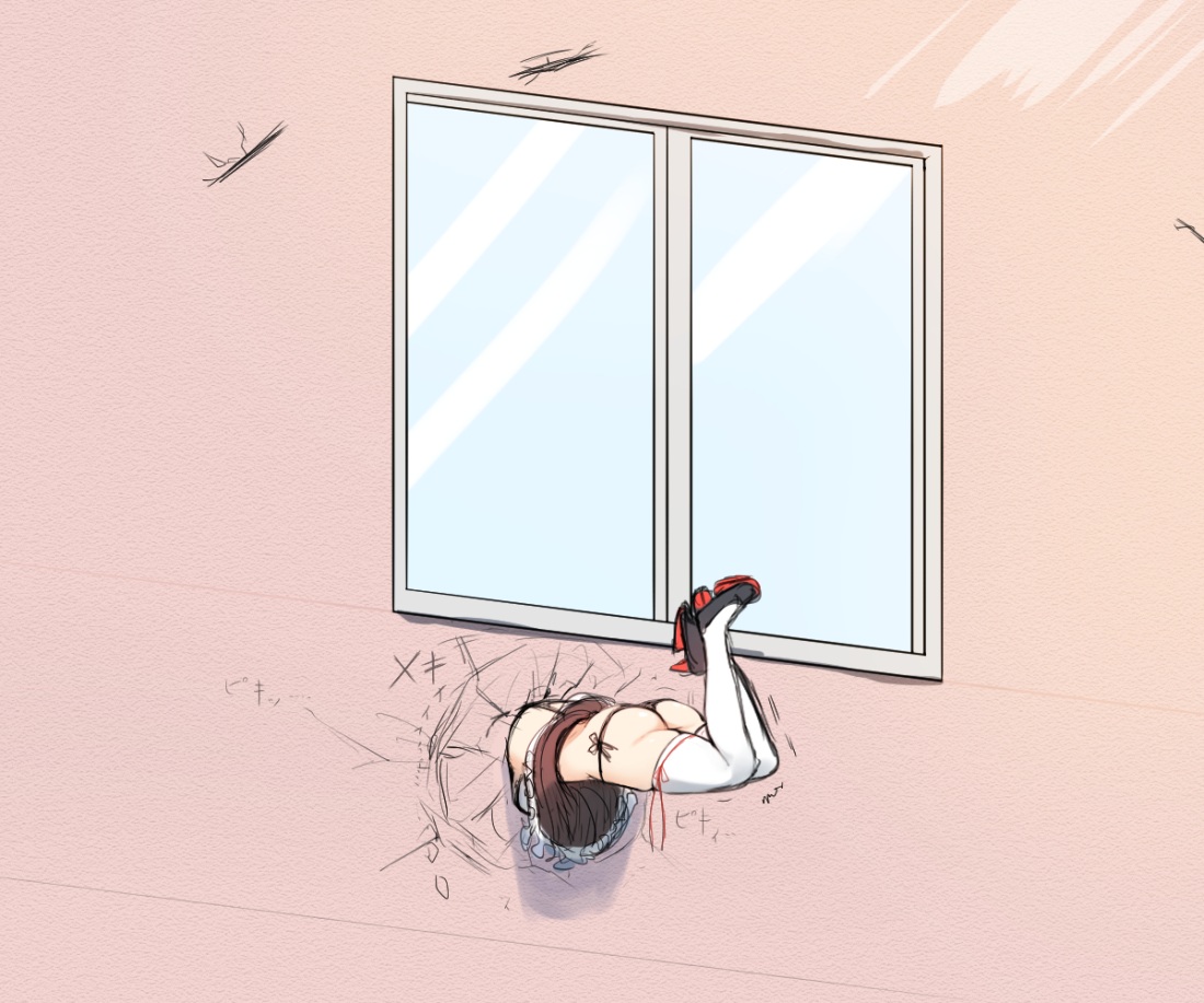 Застряла в стене аниме