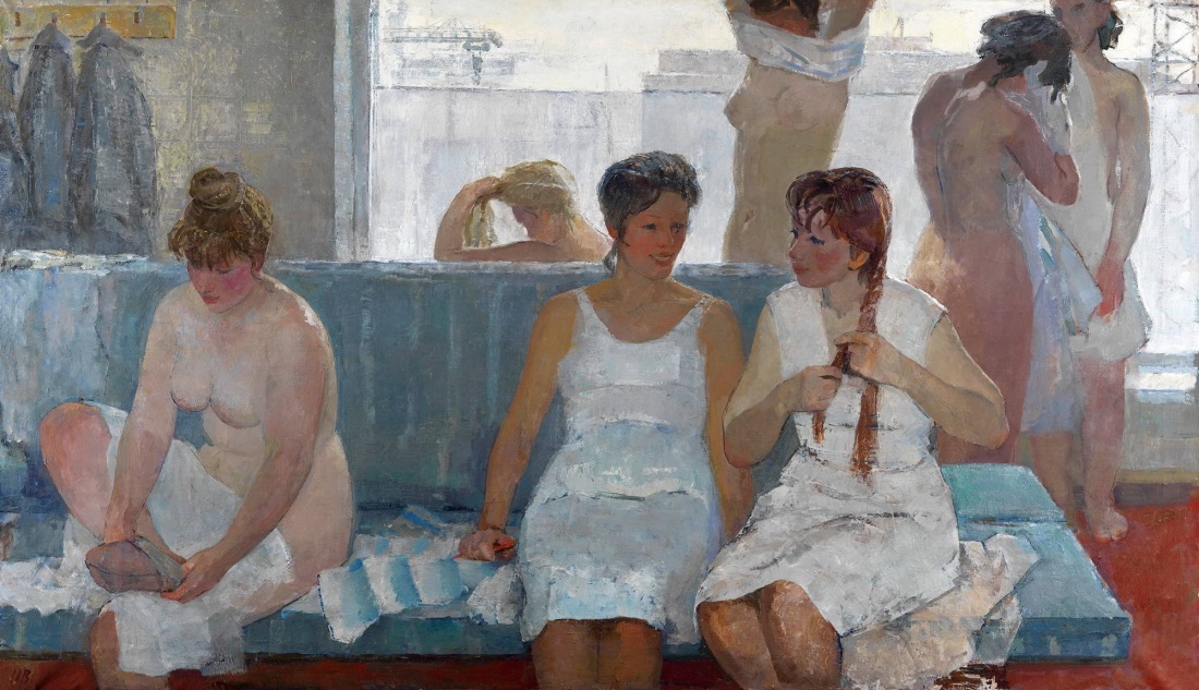 Голые мужчины в общественной бане