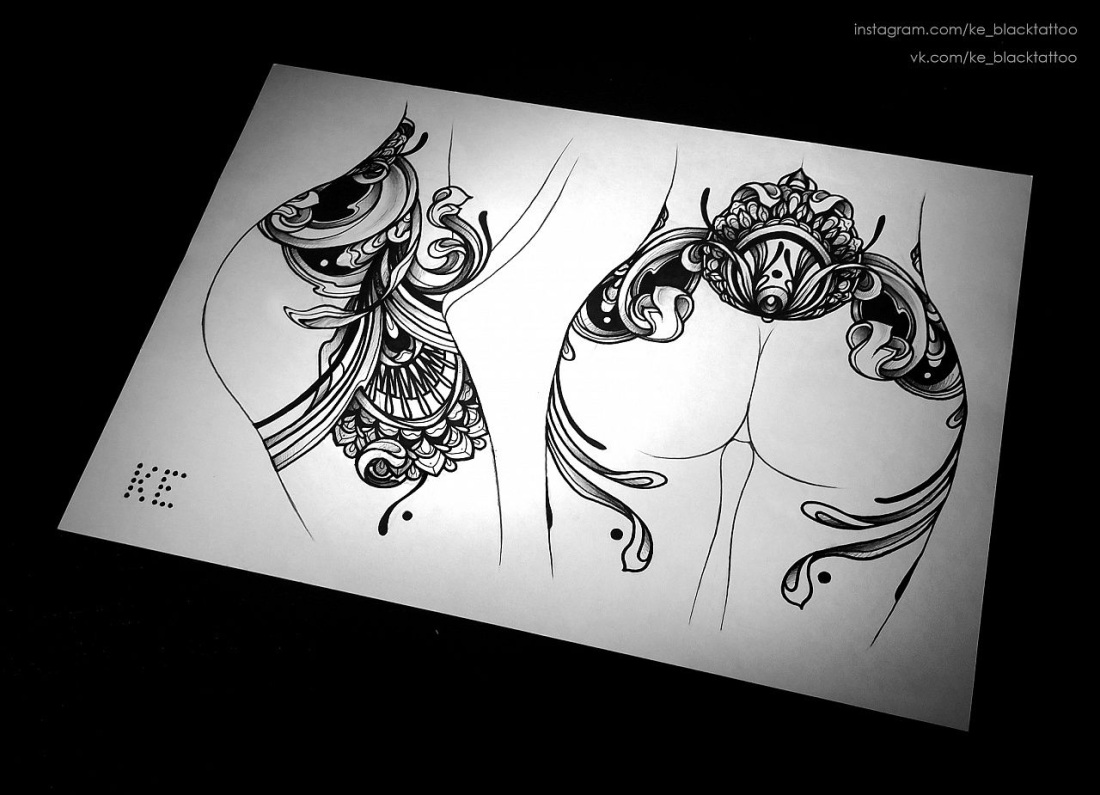 Эскизы тату на ягодицах