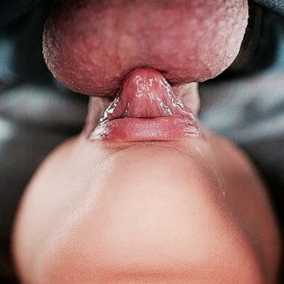 Языком лижет член и яйца