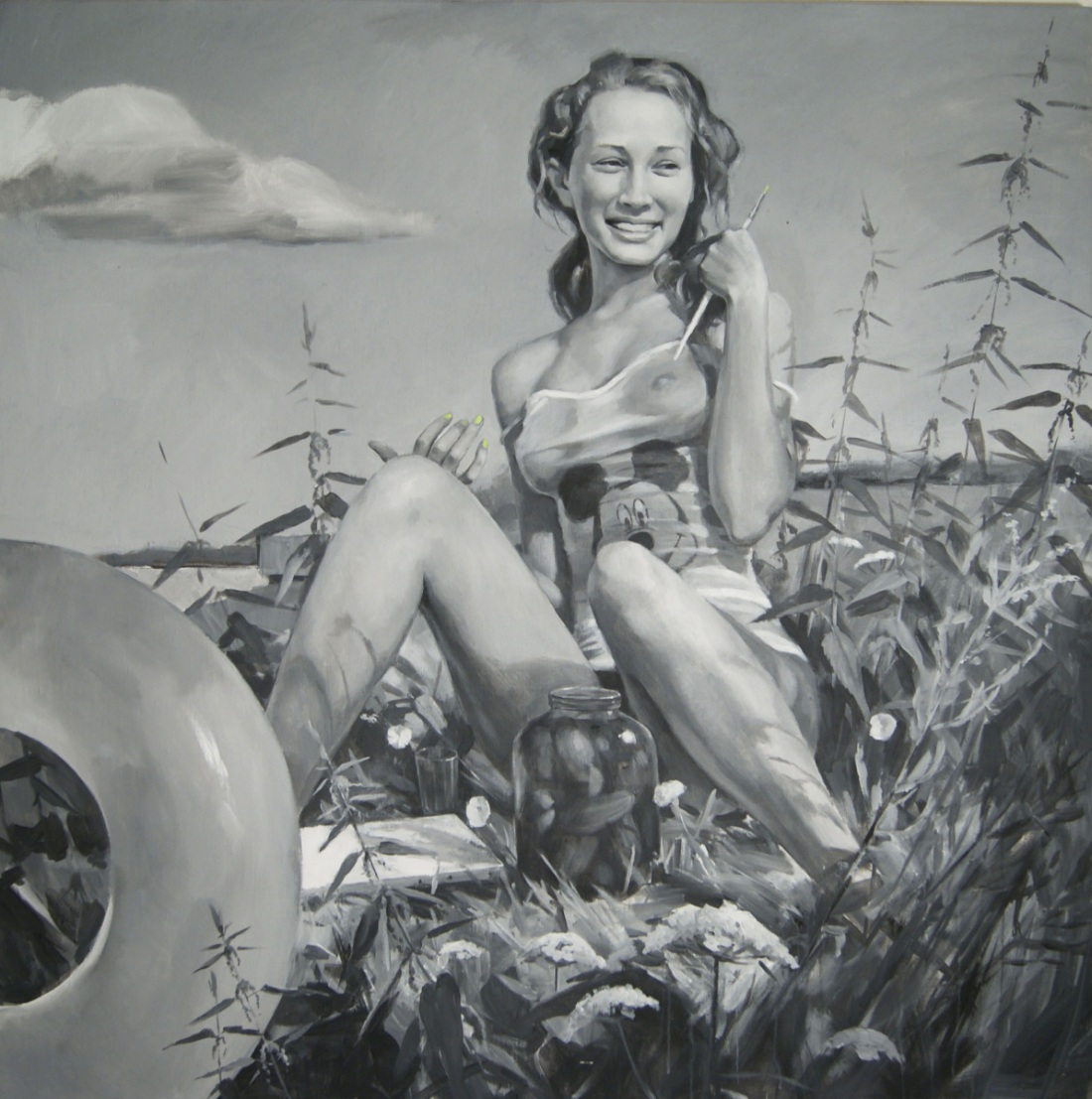 Парень и девушка лежат в кооват