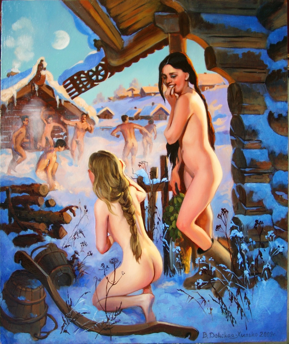 Голые негритянки в сауне