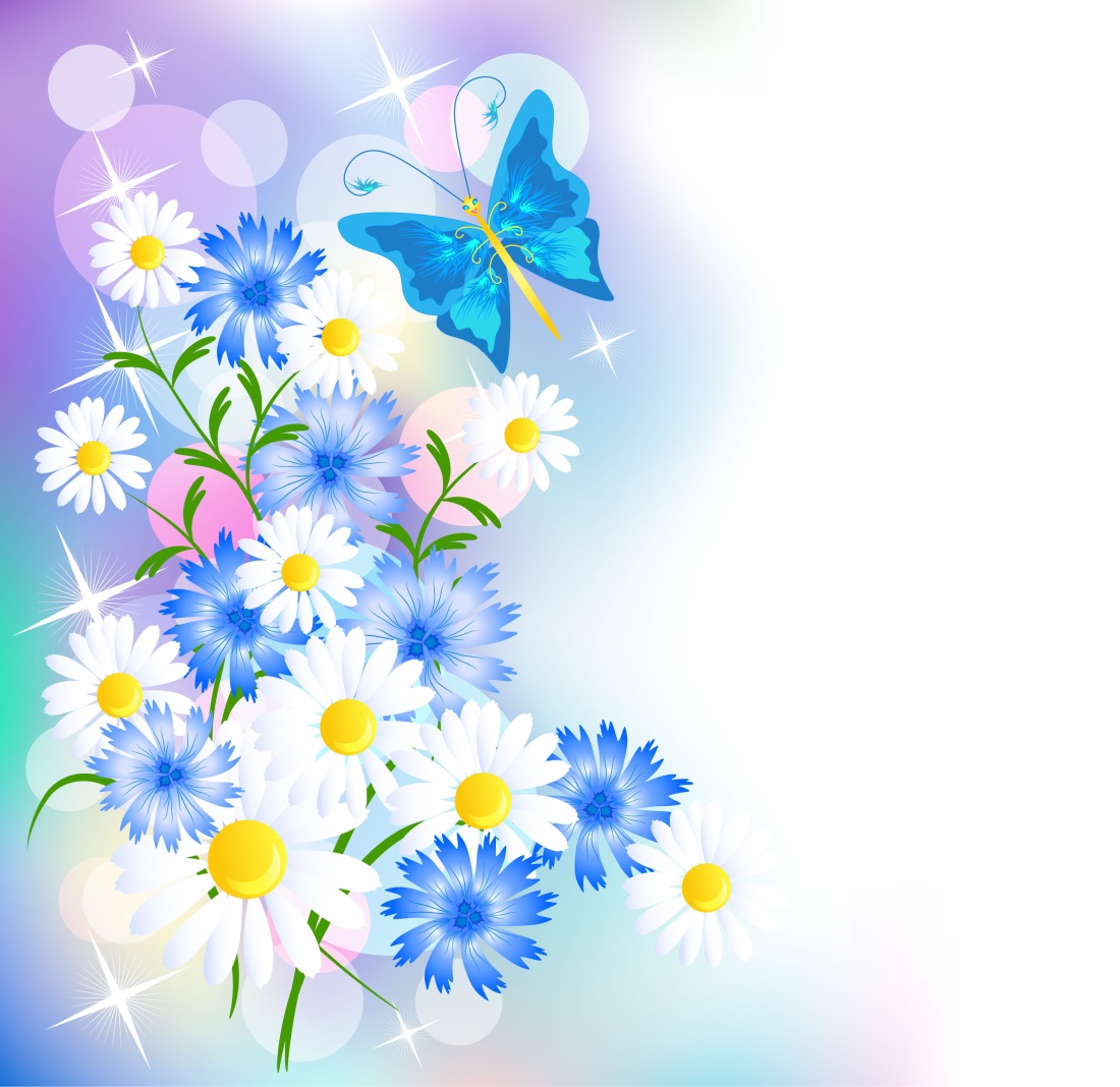 Рамка голубая с ромашками