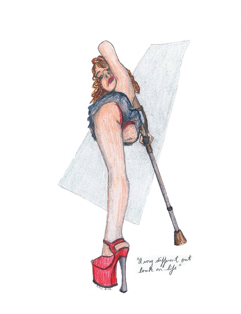 Девушка на костылях рисунок
